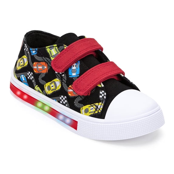 FUNCOO PLUS Toddler Kids Light Up Sneakers Boys Canvas Shoes, Racing Car, Size 1