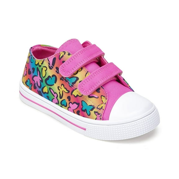 FUNCOO PLUS Toddler Kids Sneakers Girls Canvas Shoes with Hook and Loops, Butterfly, Size 10