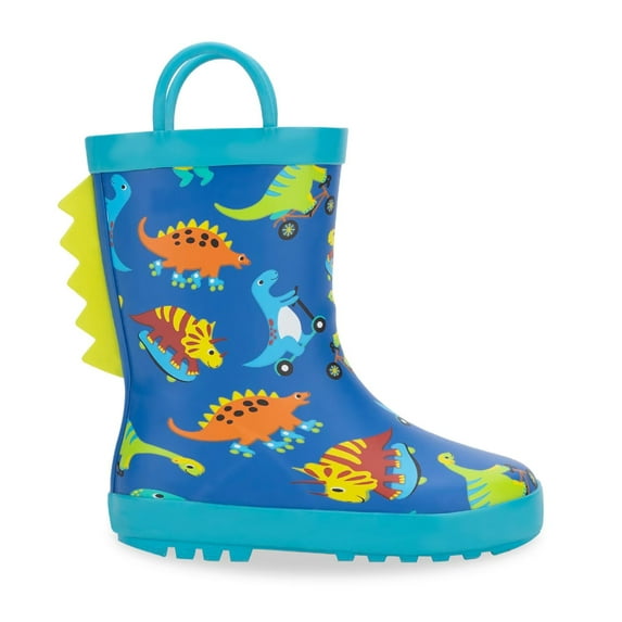 FUNCOO PLUS Toddler Rubber Rain Boots Kids Waterproof Boots for Boys, Dinosaur, Toddler Size 9