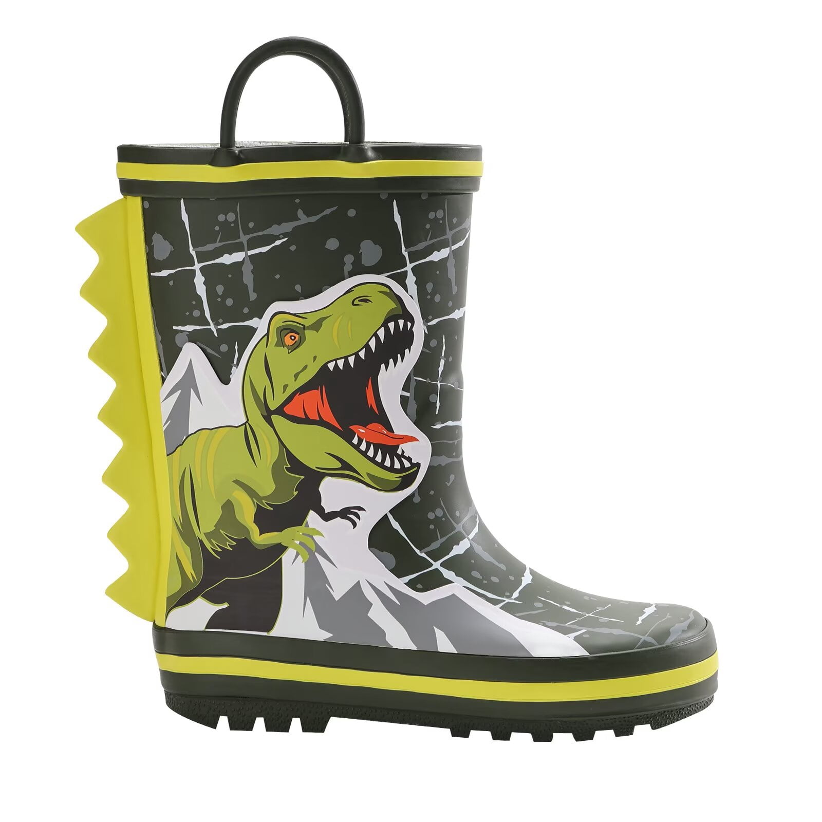 FUNCOO PLUS Toddler Rubber Rain Boots Kids Waterproof Boots for Boys, Tyrannosaurus Rex, Little Kid Size 11