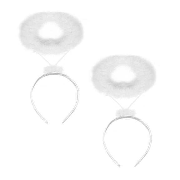 FUNCREDIBLE Angel Halo Headband Set - Extra Feather White Angel Halo Headbands - Halloween Angel Outfit Cosplay Costume Accessories for Adults, Teens and Kids (2 PCS)