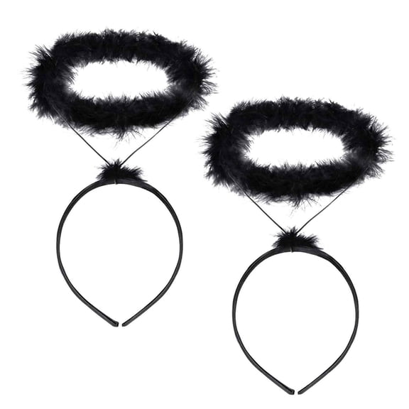 FUNCREDIBLE Black Angel Halo Headband Set - Extra Feather Dark Angel Halo Headbands - Halloween Angel Outfit Cosplay Costume Accessories for Adults, Teens and Kids (2 PCS)