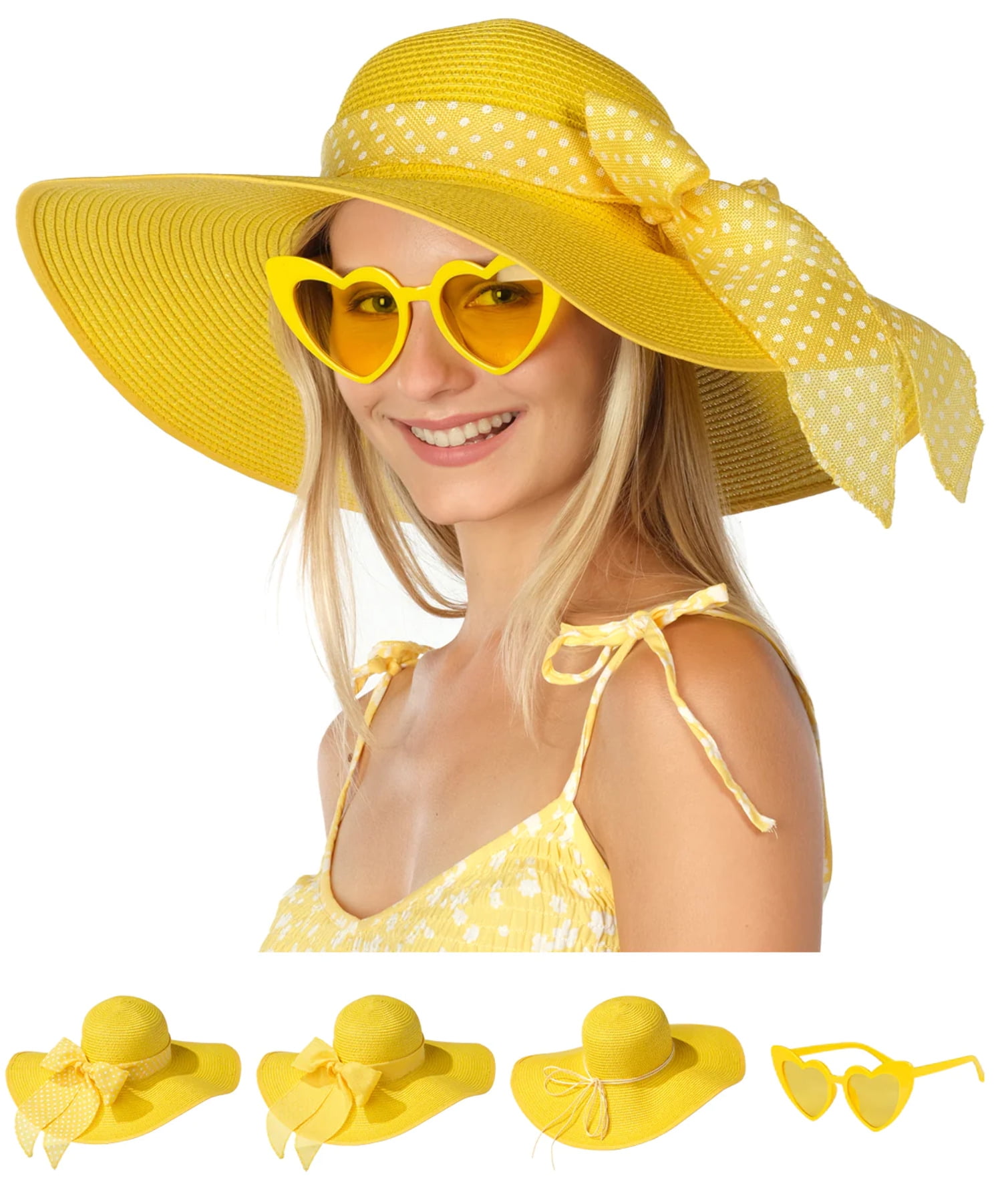 FUNCREDIBLE Wide Brim Sun Hats for Women - Floppy Straw Hat