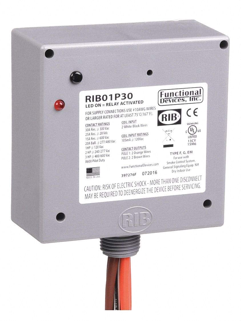 FUNCTIONAL DEVICES INC / RIB RIB01P30 Enclosed Pre-Wired Relay, 20A ...