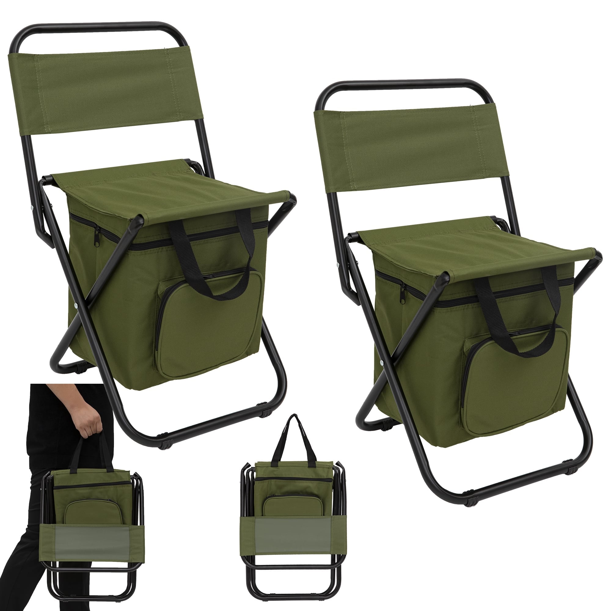FUNDANGO 2 Pack Portable Camping Chair with Cooler Bag, Lightweight