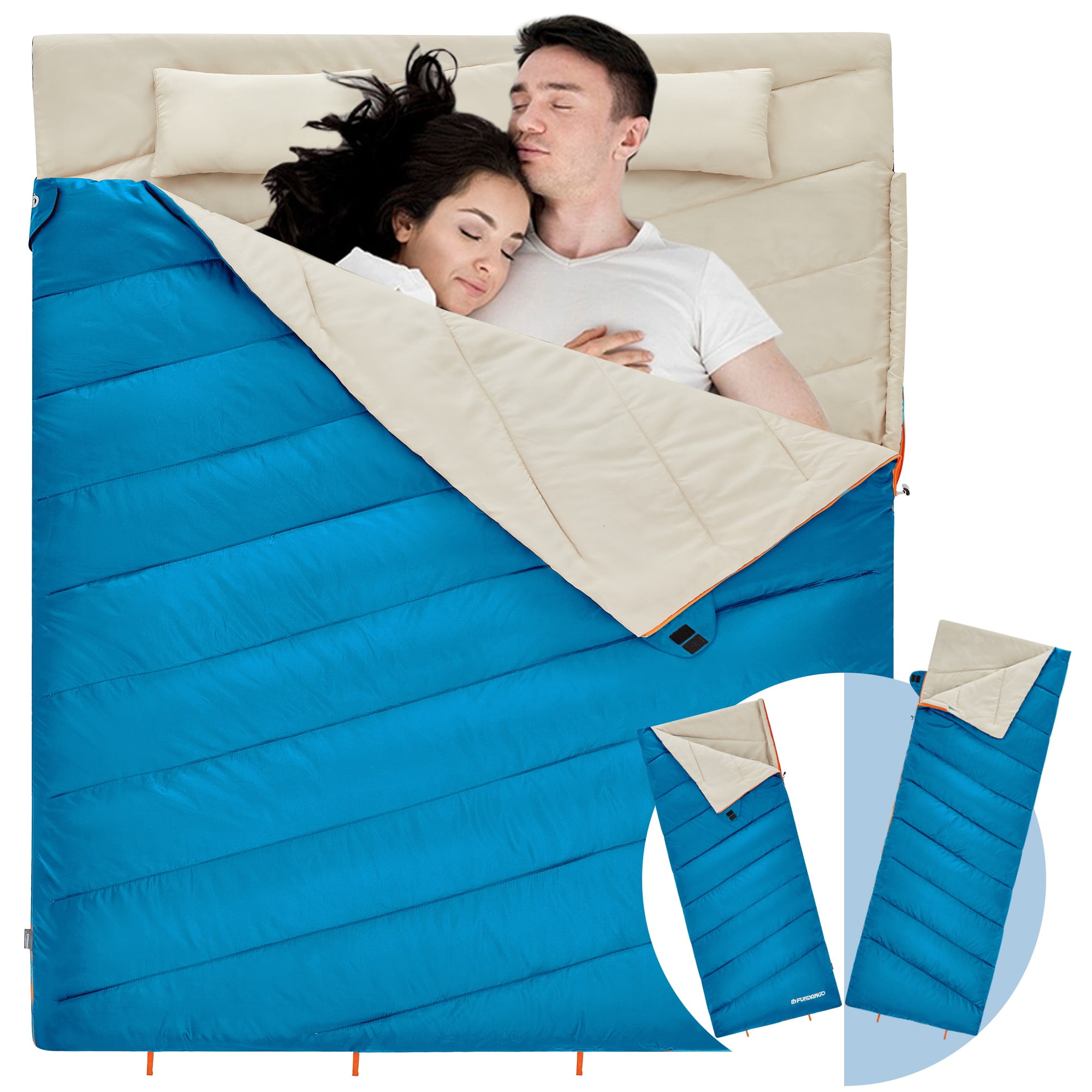 FUNDANGO 3in1 Camping Sleeping Bags for Adult with Pillows Oversized