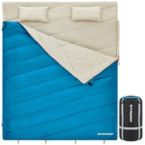FUNDANGO 3-in-1 Camping Sleeping Bags for Adult with Pillows Oversized Lightweight Double Sleep Bag 39.2°F-62.6°F Cyan