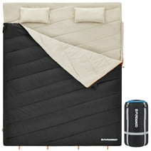 FUNDANGO 3-in-1 Double Sleeping Bag for Camping Adult Oversize Lightweight Black 39.2°F-62.6°F