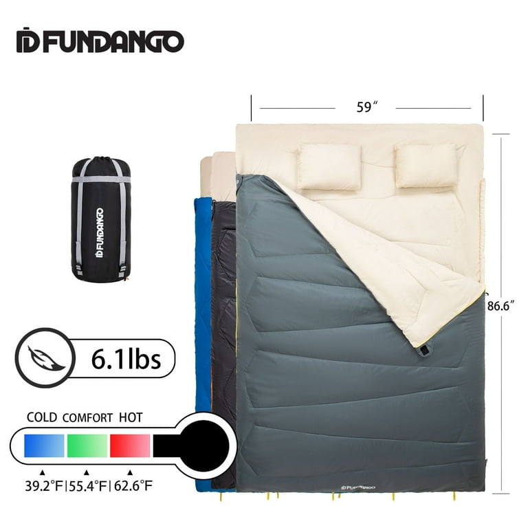 FUNDANGO Two Person Sleeping Bag for Camping Queen Size