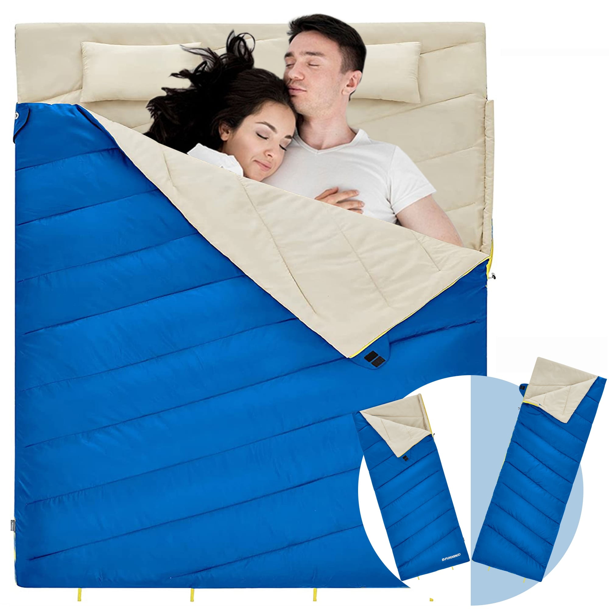 FUNDANGO 3in1 Sleeping Bag for Adult 3 Season Oversize Camping
