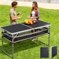 thumbnail image 1 of FUNDANGO Black Portable Folding Card Table with Adjustable Mesh Storage Bag 2.7ft Card Table for Camping, Travel, Outdoor Folding Card Table with Handle, 47.2"*23.6"*27.5", Black, 1 of 11