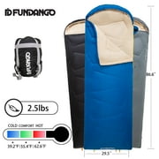 FUNDANGO Compact Sleeping Bags for Adults 200cm*90cm Blue Single Sleeping Bags with Compression Sack Adult Camping Gear for Hiking, Backpacking, 39.2°F-62.6°F, 2.5lbs, Blue