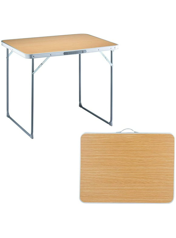 FUNDANGO Folding Camping Table Portable Picnic Card Table Fold Up Outdoor Patio Desk Yellow