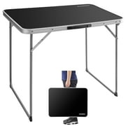 FUNDANGO Folding Camping Table Portable Picnic Card Table with Handle Great for Outdoor Beach BBQ Backyard Black