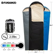 FUNDANGO Camping Sleeping Bags for Adults Teens 87"*30" Compact Black Sleeping Bags for Backpacking, Hiking & Camping with Compression Sack, 39.2°F-62.6°F, 2.5lbs, Black