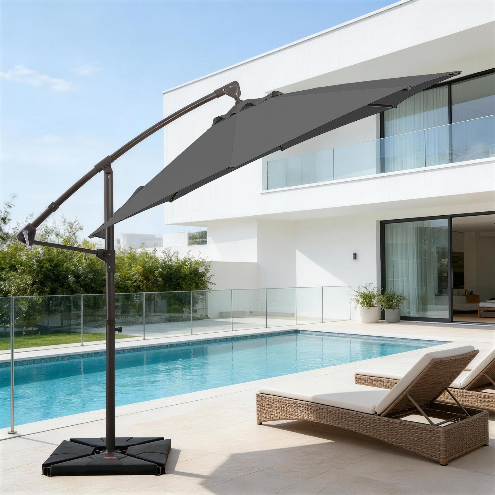FUNDAZE 10ft 360° Rotable Hanging Offset Patio Umbrella with Tilt for ...