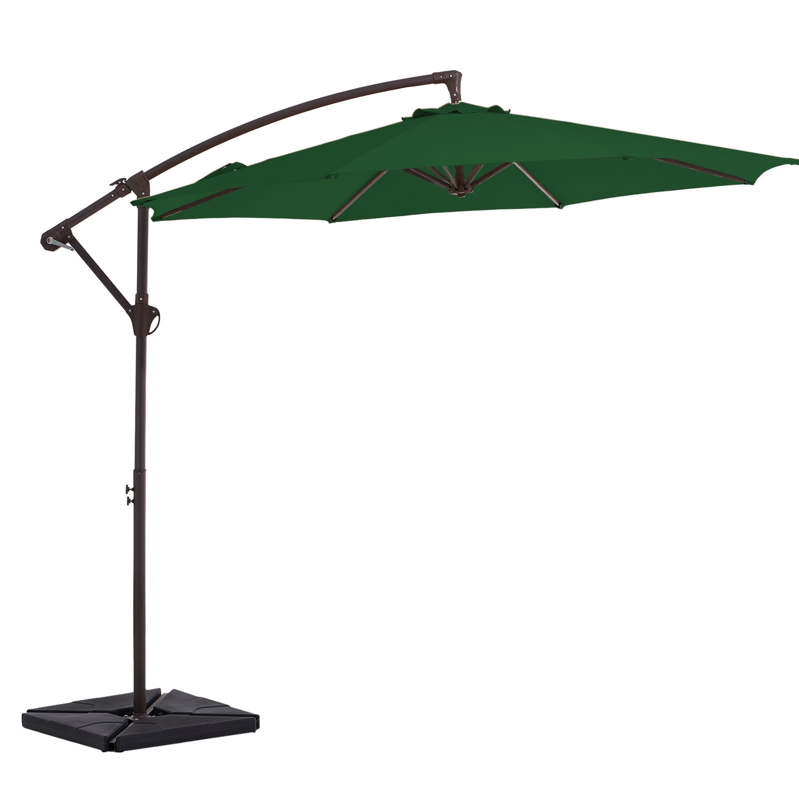 commercial heavy duty patio umbrellas FUNDAZE 10ft Heavy Duty Patio Umbrella with Base - Hanging Cantilever  Offset Umbrella, Commercial Grade for Deck, Backyard, Garden,Green