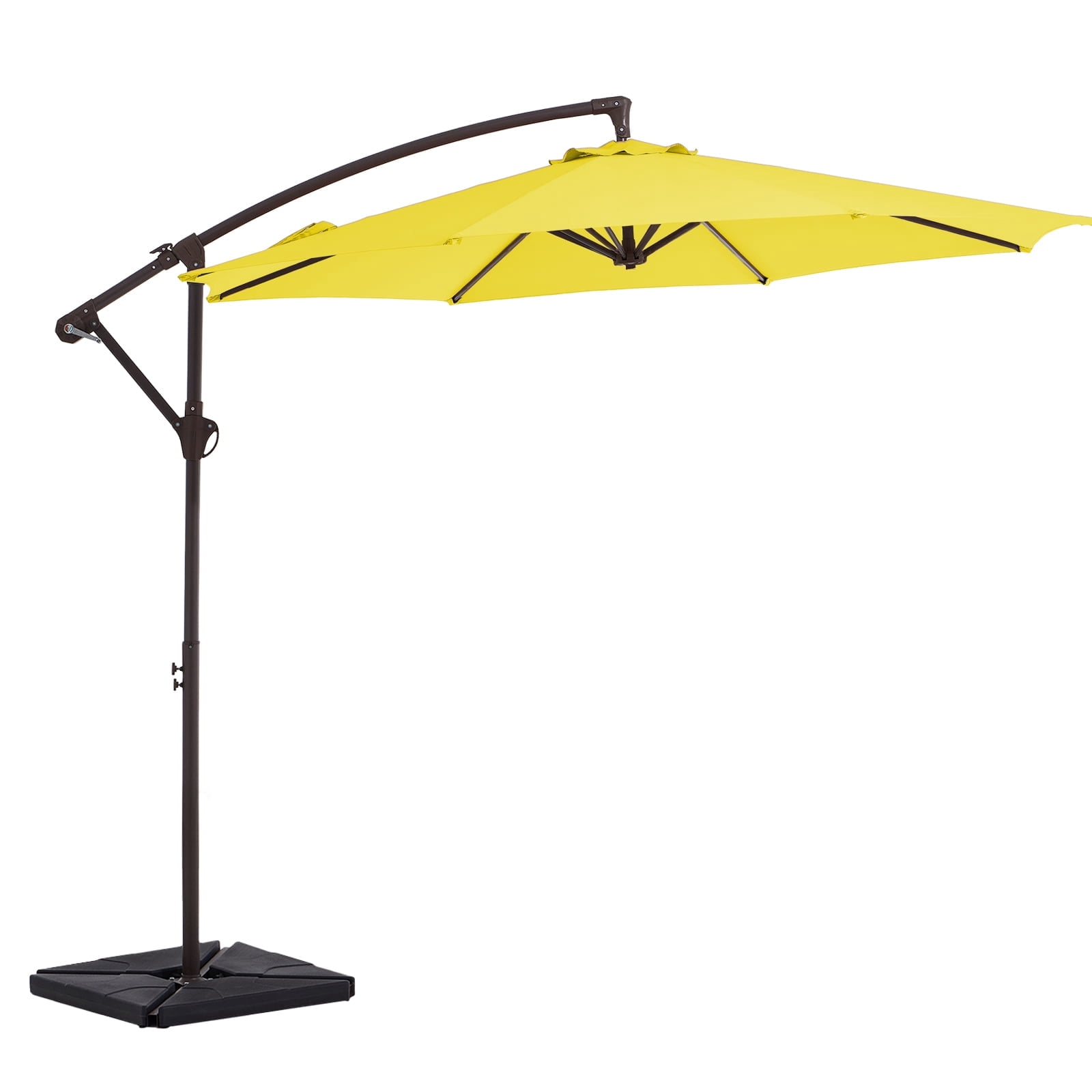 double wide patio umbrella JEAREY 10 ft. X 10 ft. Double-Sided Aluminum Cantilever Patio Umbrella With Base and Tilt in Beige
