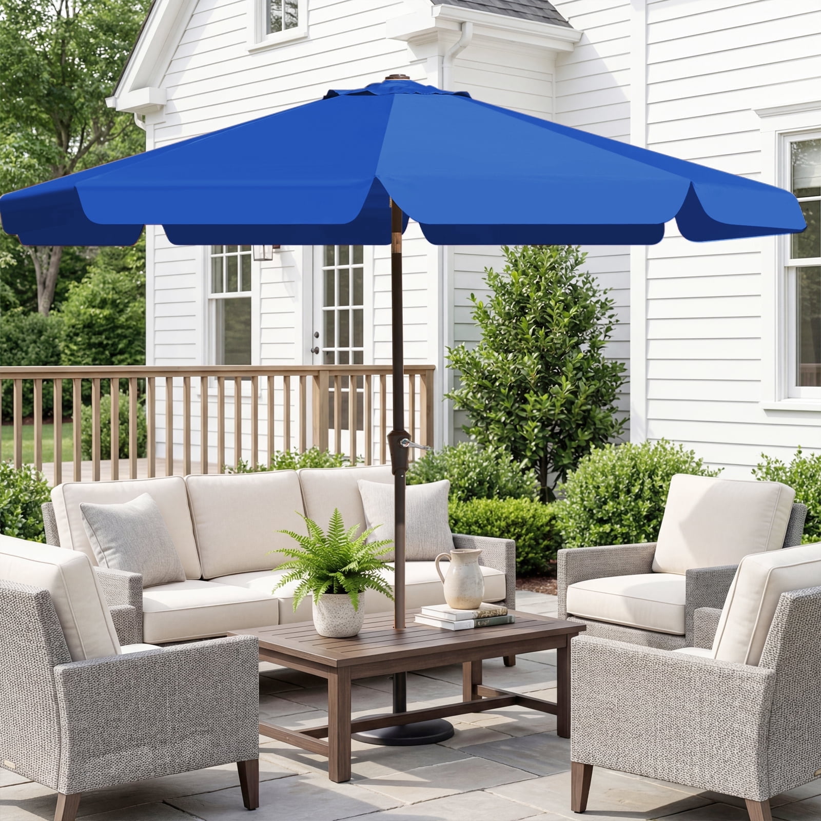 10 ft round patio umbrellas FUNDAZE 10ft Outdoor Patio Umbrella with Tilt & Crank, Heavy Duty Round Sun  Umbrella for Garden, Poolside, Deck, Backyard，Royal Blue