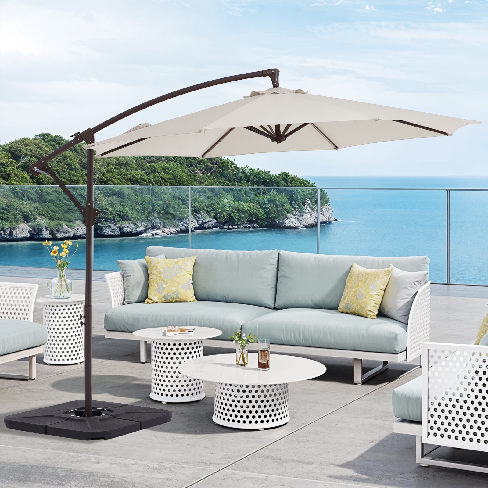 amazon prime patio table umbrellas Amazon.com : SUPERJARE 13FT Outdoor Patio Umbrella with Base Included,  Double Sided Pool Umbrellas with Fade Resistant Canopy, Large Table Umbrella  for Deck, Market, Backyard