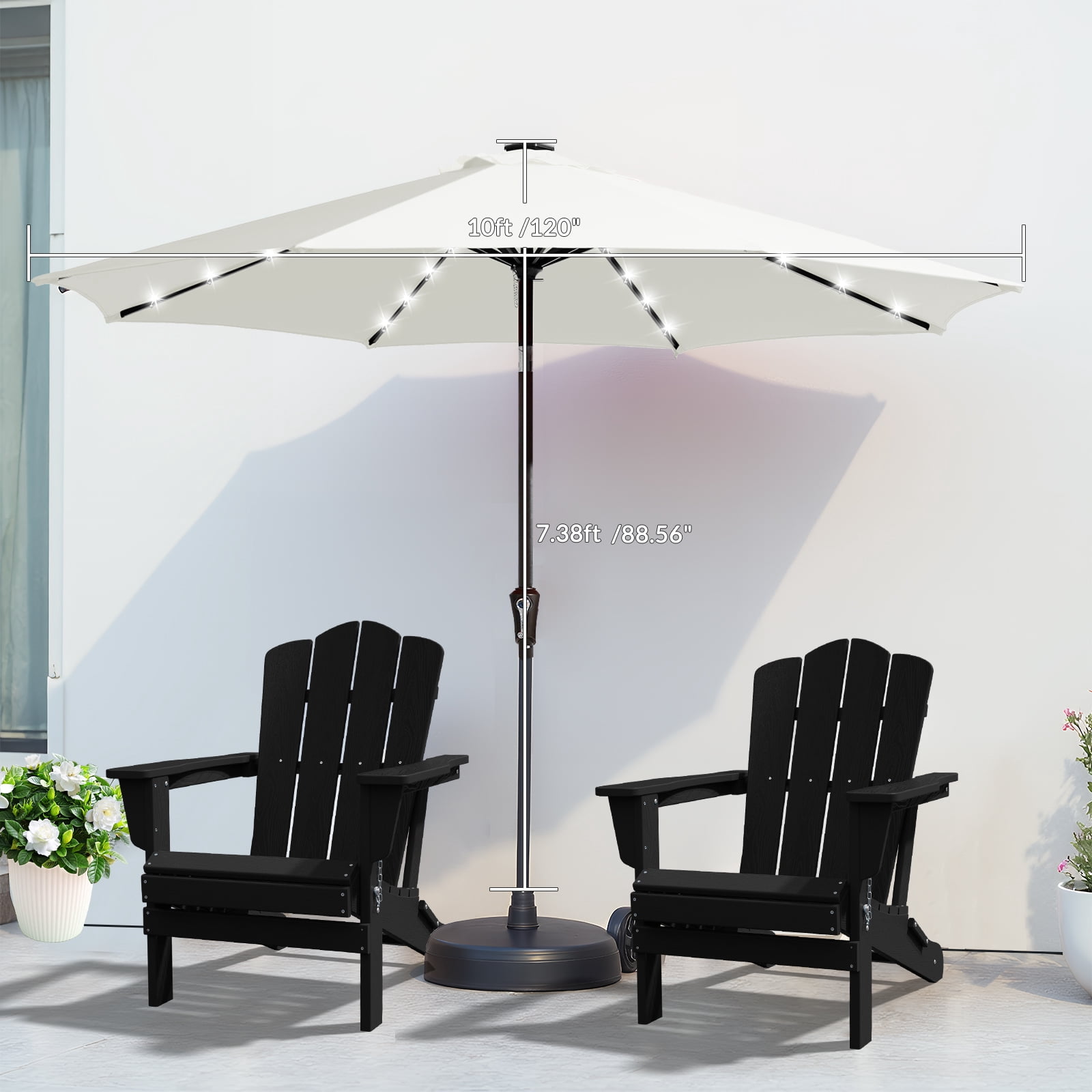 11 ft patio umbrella with led lights 10/11/12ft Solar Round Cantilever or garden Patio Umbrella Cover for organize Size:8.5M/10W