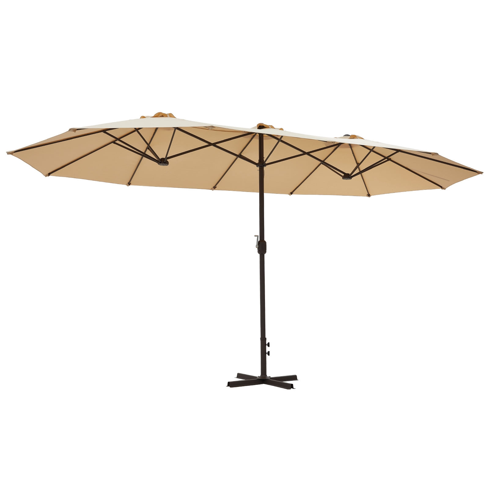 FUNDAZE 15ft Double-Sided Patio Umbrella Large Outdoor Cantilever Umbrella with Crank, Rectangular Sun Shade for Poolside Deck Garden,Beige