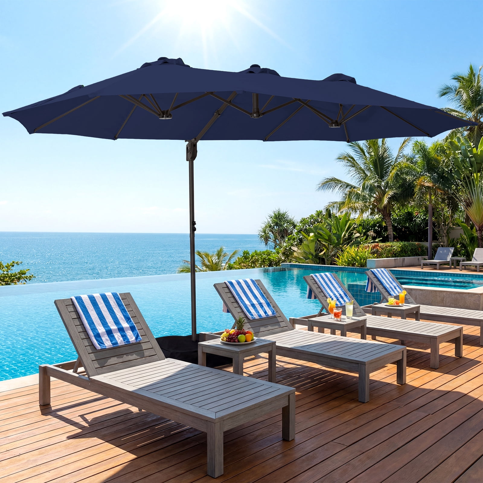 blue rectangle patio umbrella Summit Living 13 ft Large Double-Sided Rectangular Outd – summitlivin which can be used for a long time after the test of time Rectangular Outdoor Patio Umbrella Double-Sided