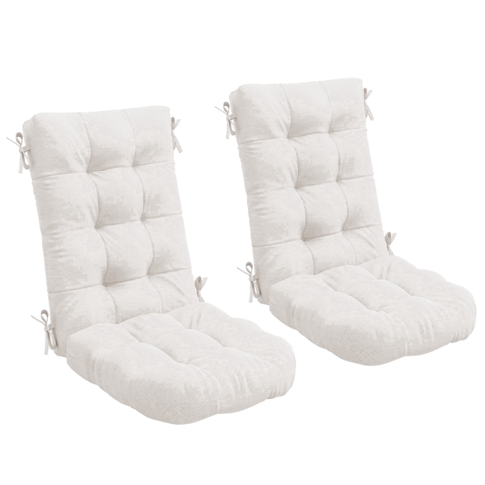 FUNDAZE Outdoor Chair Cushion, 47"L x 19.9"W 2 Piece Cushion W/ Ties for Indoor Outdoor Rocking Chairs, Beige