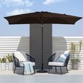 thumbnail image 1 of FUNDAZE 6.5' x 10' Rectangular Patio Umbrella w/ Crank, 8 Sturdy Ribs, Outdoor Shade for Chair Table Deck Garden Patio Poolside Balcony Backyard, Brown, 1 of 9