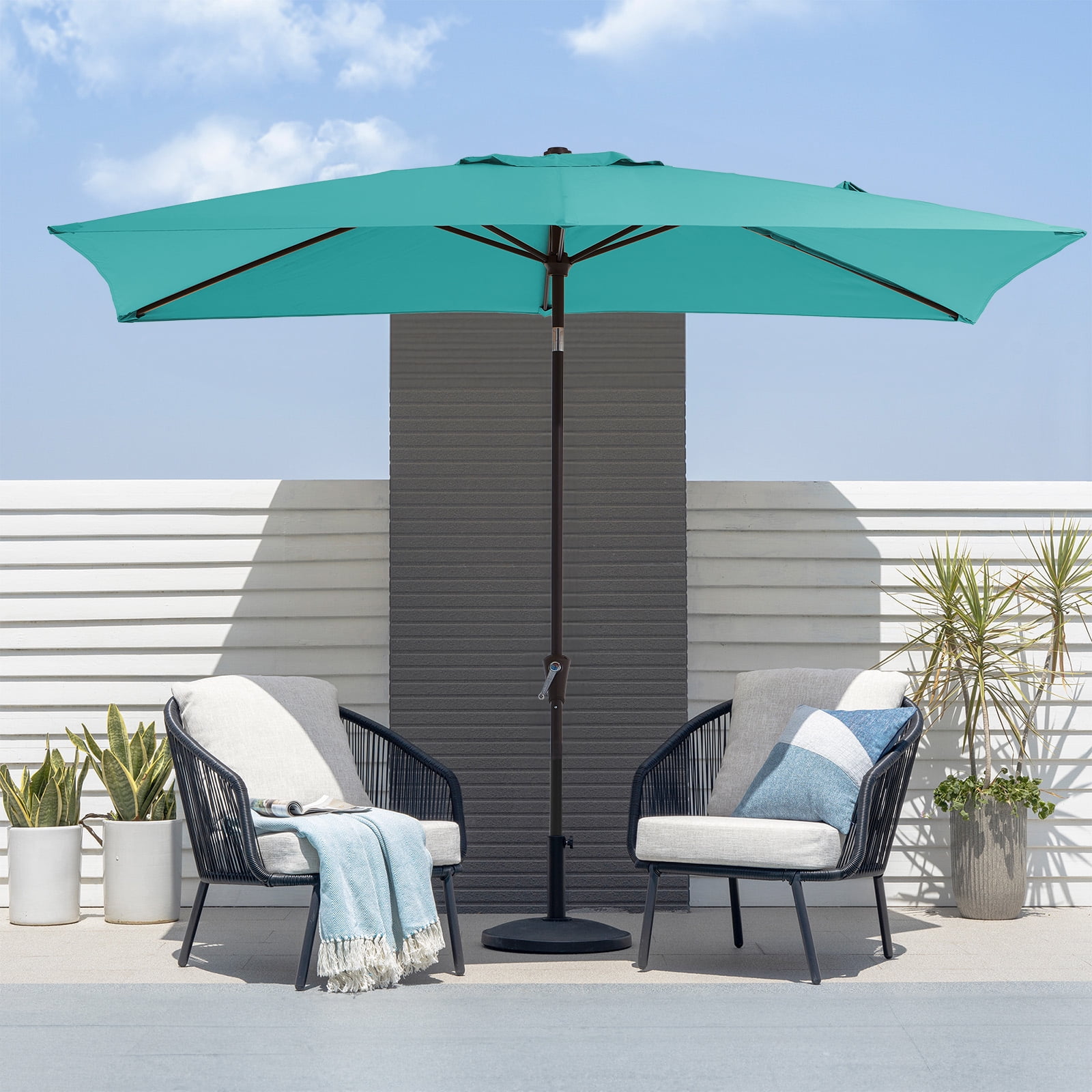 FUNDAZE 6.5' x 10' Rectangular Patio Umbrella w/ Crank, 8 Sturdy Ribs,  Outdoor Shade for Chair Table Deck Garden Patio Poolside Balcony Backyard,  Beige - Walmart.com