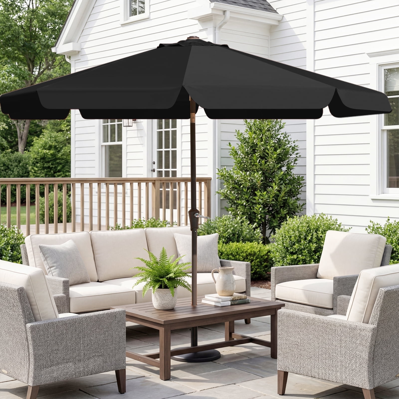 9 ft patio umbrella with base Garvee 9' Outdoor Umbrella, Outdoor Table Market Umbrella Push Button Tilt, Crank, 8 Ribs, UV Waterproof for Garden, Deck, Pool they strive to provide you with products and service that will satisfy even the most demanding consumers Autlaycil 9ft Outdoor Patio Umbrella,