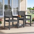 thumbnail image 1 of FUNDAZE All-Weather HDPE Double Patio Chair with 2-Tier Table & Umbrella Hole, Outdoor Conversation Set for Garden, Poolside, Balcony, Gray, 1 of 9