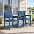 thumbnail image 1 of FUNDAZE All-Weather HDPE Double Patio Chair with 2-Tier Table & Umbrella Hole, Outdoor Conversation Set for Garden, Poolside, Balcony, Navy Blue, 1 of 9