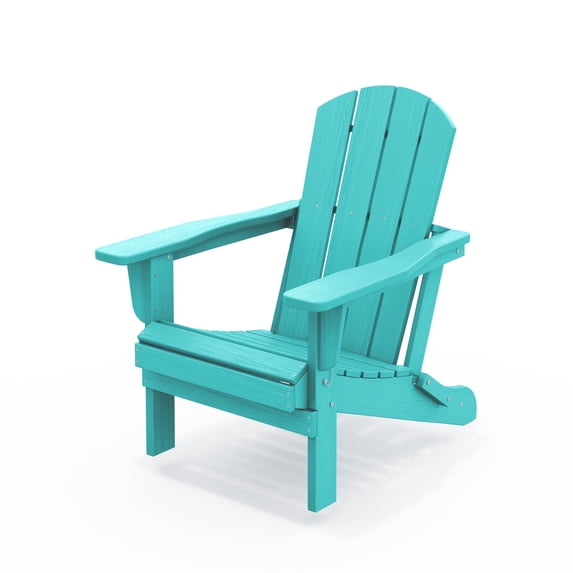 FUNDAZE Foldable Adirondack Chair, HDPE Wide Seat Outdoor Patio Chair for Garden & Poolside, Turquoise
