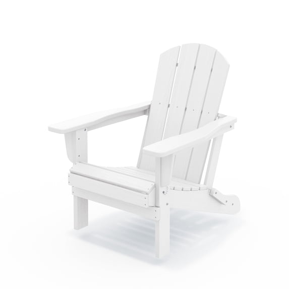 FUNDAZE Foldable Adirondack Chair, HDPE Wide Seat Outdoor Patio Chair for Garden & Poolside, White