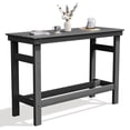 thumbnail image 1 of FUNDAZE HDPE Outdoor Bar Height Table, Oversized Rectangle Patio Table with Umbrella Hole & Footrest, Weather Resistant Tall Side Table for Garden, Poolside, Balcony, Gray, 1 of 8