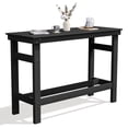 thumbnail image 1 of FUNDAZE HDPE Outdoor Bar Height Table, Oversized Rectangle Patio Table with Umbrella Hole & Footrest, Weather Resistant Tall Side Table for Garden, Poolside, Balcony, Black, 1 of 8