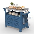 thumbnail image 1 of FUNDAZE HDPE Outdoor Grill Cart with Storage, Kitchen Island on Wheels, BBQ Prep Table with Stainless Steel Top, Movable Serving Counter for Garden, Poolside, Backyard, Navy Blue, 1 of 8