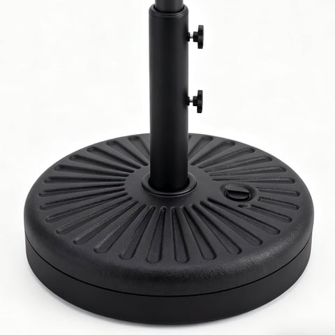 FUNDAZE 49 lbs Round Umbrella Base, 21" Fillable Patio Umbrella Base W/ 1.5" Holder for Patio Table, Black
