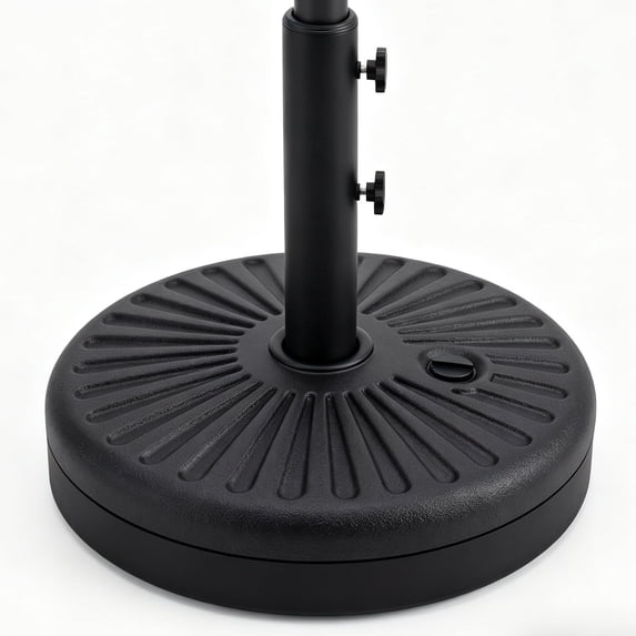 FUNDAZE 49 lbs Round Umbrella Base, 21" Fillable Patio Umbrella Base W/ 1.5" Holder for Patio Table, Black