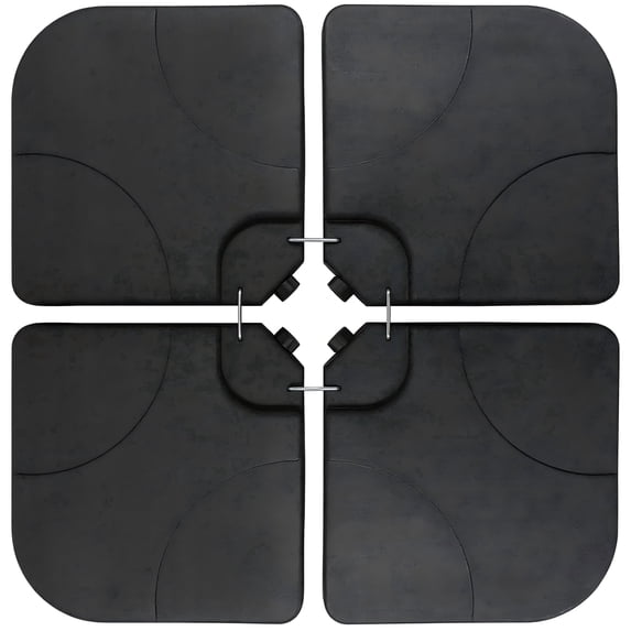 FUNDAZE 200 lbs Square Umbrella Base, 4-Piece Fillable Umbrella Base for Weighted Huge Cantilever Offet Umbrella, Black