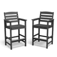 thumbnail image 1 of FUNDAZE Outdoor Bar Height Chair Set of 2, HDPE Weather Resistant Patio Stools with Wide Seat, Ergonomic Back, Armrest & Footrest, Tall Bar Chair for Garden, Poolside, Balcony, Gray, 1 of 6