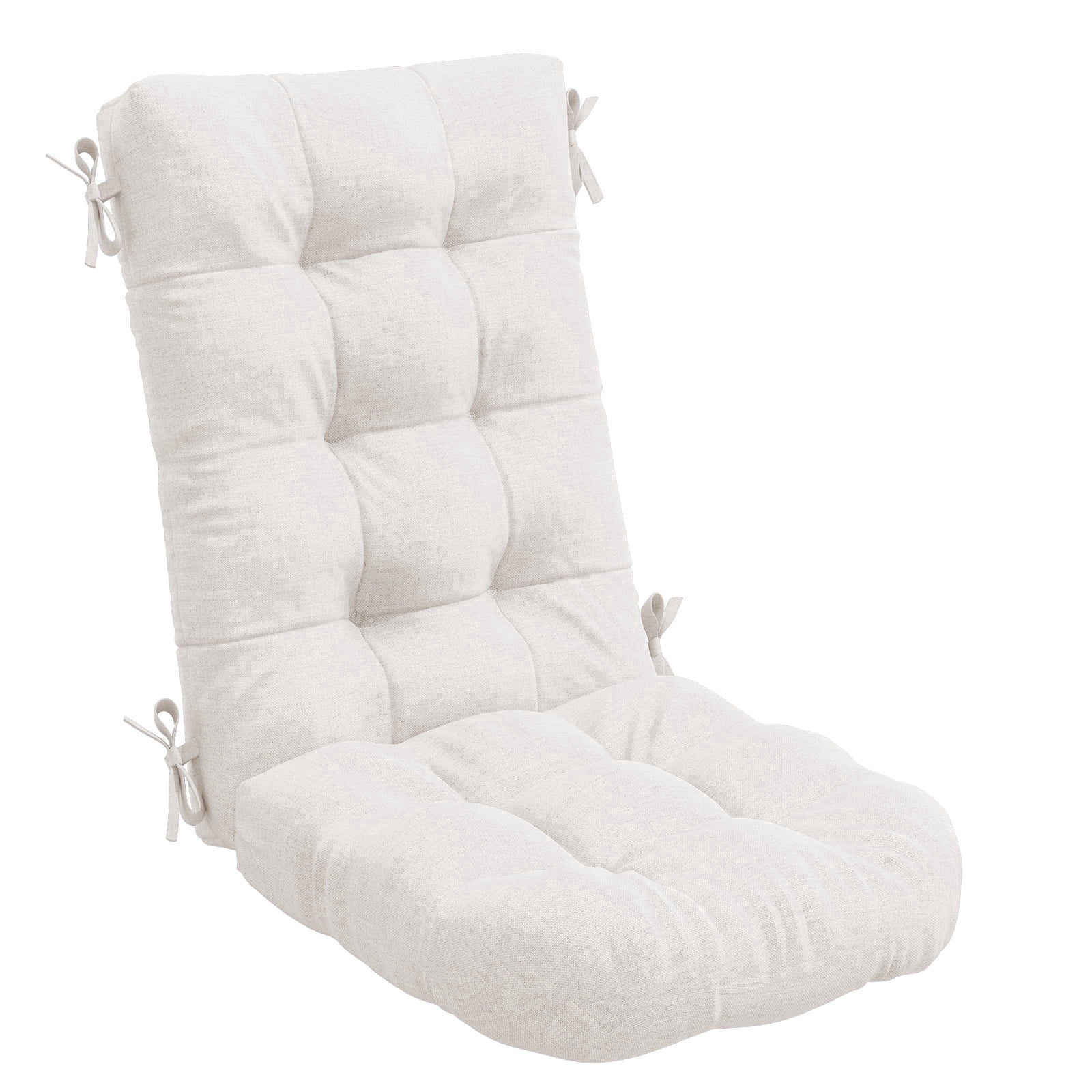 FUNDAZE Outdoor Chair Cushion, 47"L x 19.9"W 1 Piece Cushion W/ Ties for Indoor Outdoor Rocking Chairs, Beige
