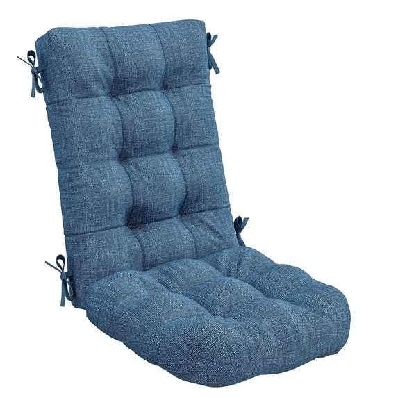 FUNDAZE Outdoor Chair Cushion, 47"L x 19.9"W 1 Piece Cushion W/ Ties for Indoor Outdoor Rocking Chairs, Dark Blue