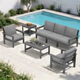 thumbnail image 1 of FUNDAZE Oversize 5 Pieces Patio Furniture Sets, Waterproof HDPE Frame Outdoor Conversation Sets Perfect for Patio, Poolside & Backyard, Grey Frame with Gray Cushion, 1 of 11