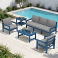 thumbnail image 1 of FUNDAZE Oversize 5 Pieces Patio Furniture Sets, Waterproof HDPE Frame Outdoor Conversation Sets Perfect for Patio, Poolside & Backyard, Navy Frame with Gray Cushion, 1 of 11