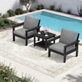 thumbnail image 1 of FUNDAZE Oversized HDPE Patio Furniture Sets, 2-Seater With Double-tier Table Outdoor Conversation Set | For Patio, Poolside, Backyard Use, Black Frame with Gray Cushion, 1 of 9