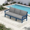 thumbnail image 1 of FUNDAZE Oversized HDPE Patio Furniture Sets, 3-Seater Outdoor Conversation Set | For Patio, Poolside, Backyard Use, Navy Frame with Gray Cushion, 1 of 7