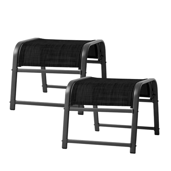 FUNDAZE Outdoor Ottoman 2-Pack, Patio Footrest Stools – Waterproof & Lightweight for Balcony, Backyard, Deck, Indoor Use, Black