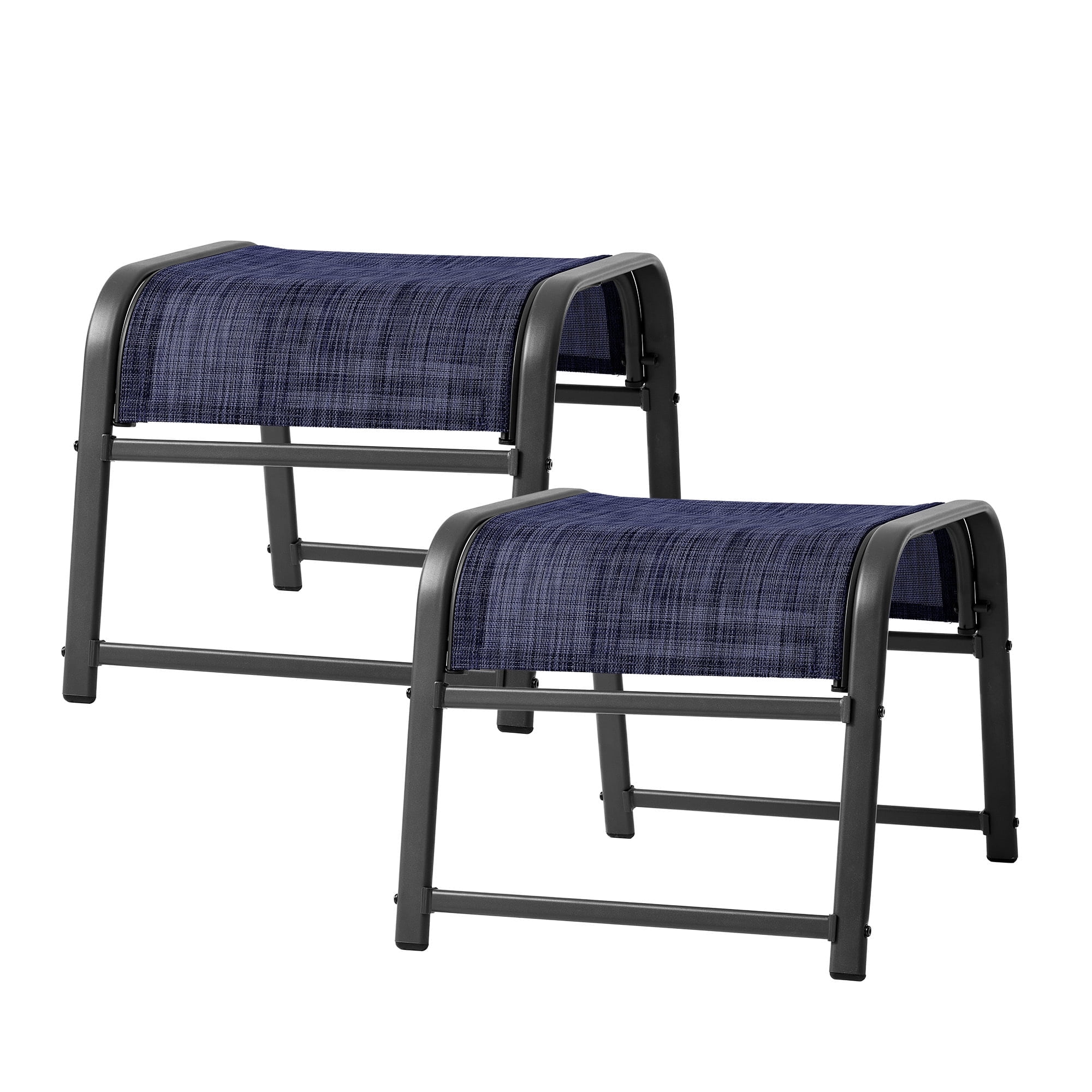FUNDAZE Patio Ottoman 2-Pack, Outdoor Footrest Stools – Waterproof & Lightweight for Balcony, Backyard, Deck, Indoor Use, Navy Blue